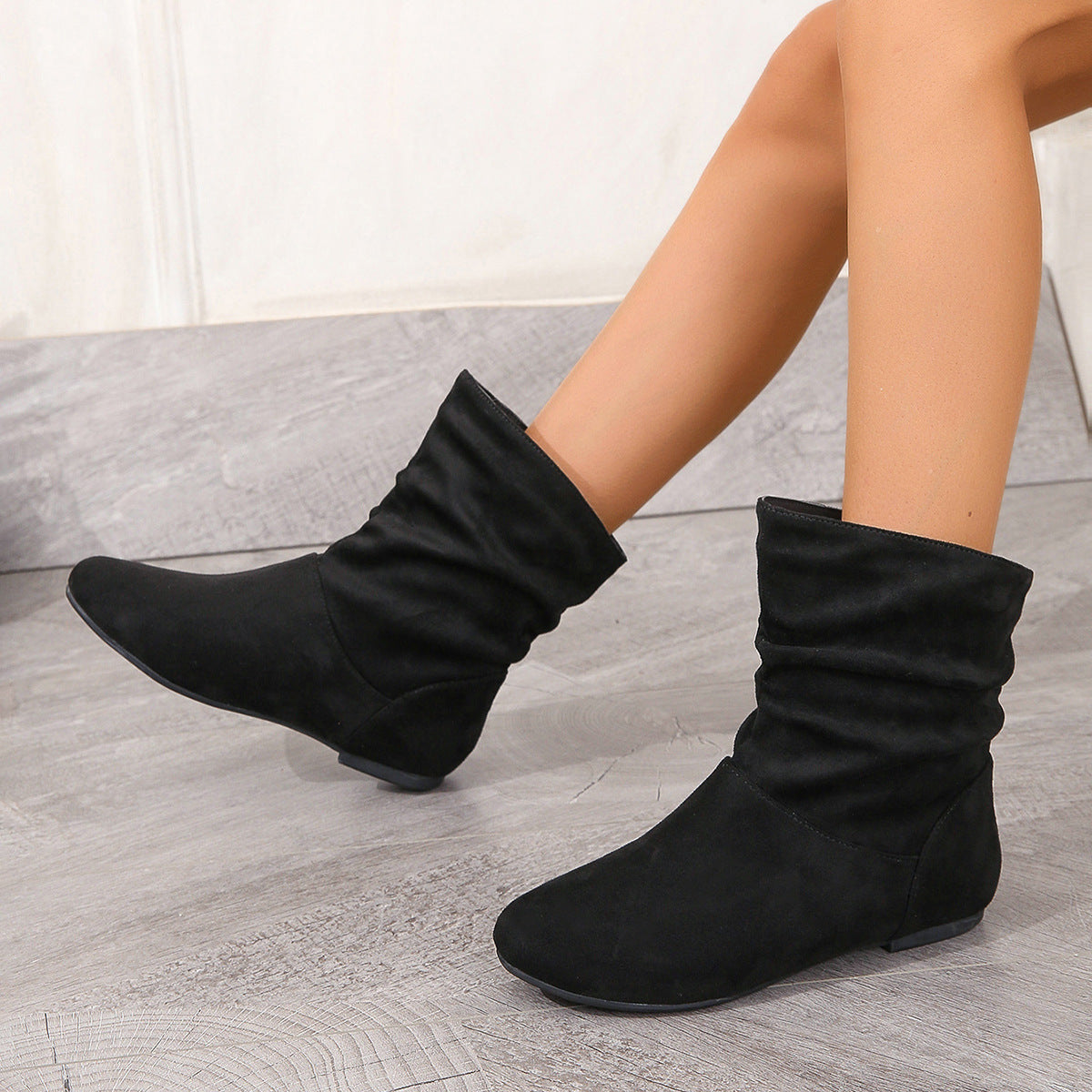 Slip on Low Top Women Boots Casual Pile Stretch Ultra Low Women Boots