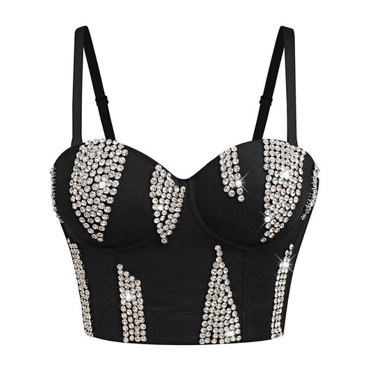 Vest Camisole Women Handmade Rhinestone Three Dimensional Chest Cup Outer Wear Slim Fit Tank Top