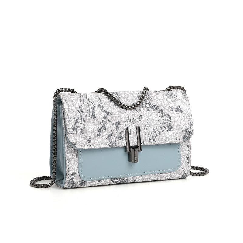 Bolso bandolera de verano a juego para mujer, bolso cuadrado pequeño bordado para uso diario, bolso de hombro con cadena de doble capa, bolso de hombro bajo el brazo 