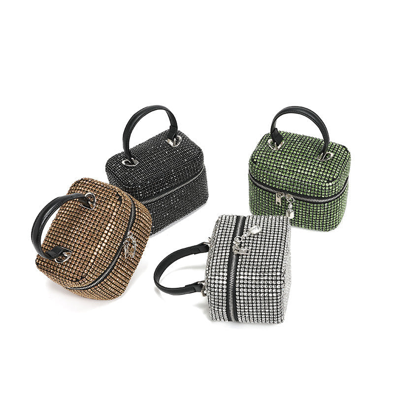 Bolso de mujer con diamantes de imitación, recién llegado en primavera, con cadena estilo occidental y lleno de diamantes de imitación, bolso de mensajero, bolso de mano de nicho. 