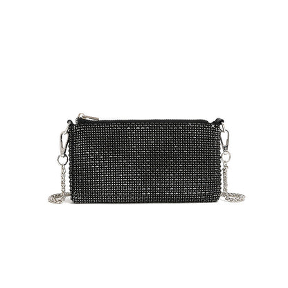 Bolso bandolera con cadena y diamantes incrustados para mujer 