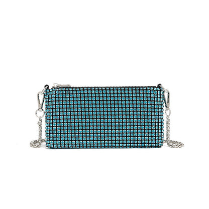 Bolso bandolera con cadena y diamantes incrustados para mujer 