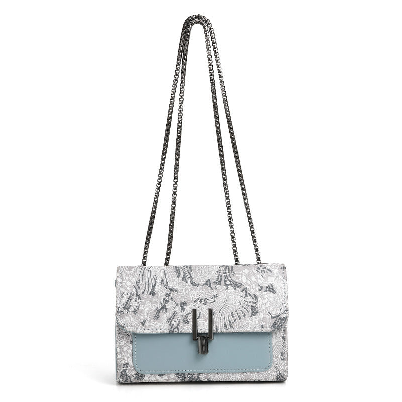 Bolso bandolera de verano a juego para mujer, bolso cuadrado pequeño bordado para uso diario, bolso de hombro con cadena de doble capa, bolso de hombro bajo el brazo 