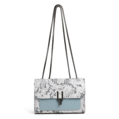 Bolso bandolera de verano a juego para mujer, bolso cuadrado pequeño bordado para uso diario, bolso de hombro con cadena de doble capa, bolso de hombro bajo el brazo 