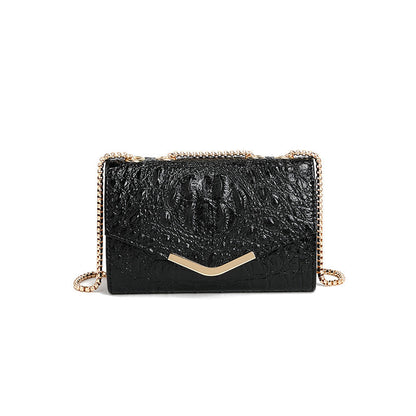 Bolso bandolera cuadrado pequeño con cadena y estampado de cocodrilo para mujer 