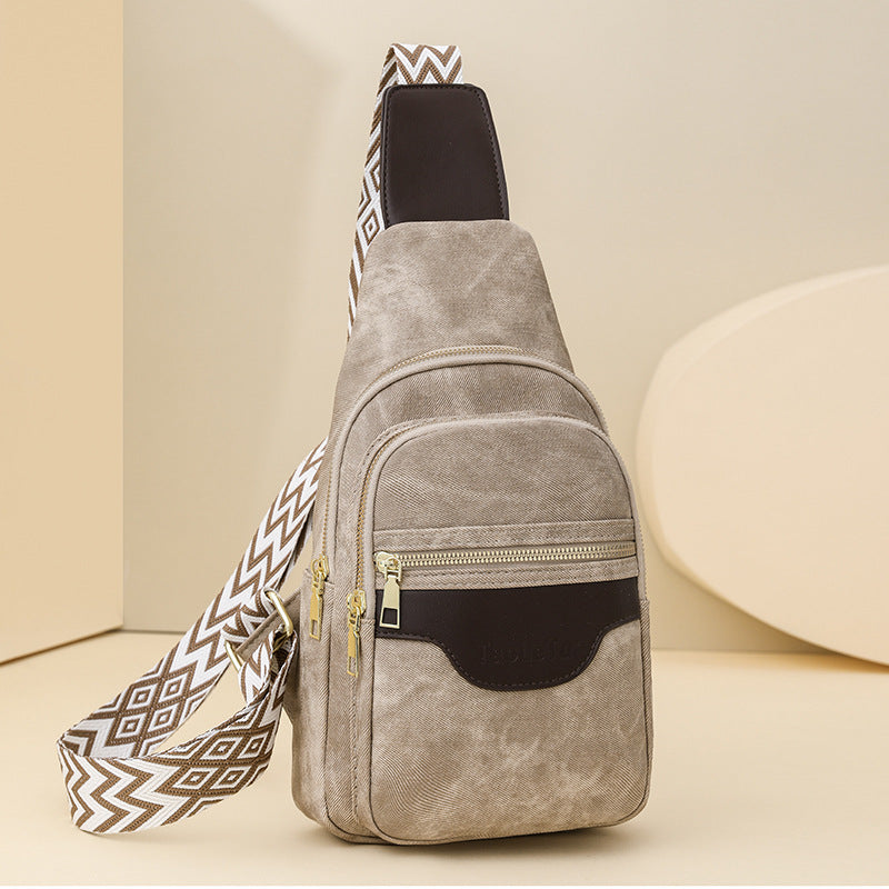 柔軟皮革胸包 復古女士包 斜背包