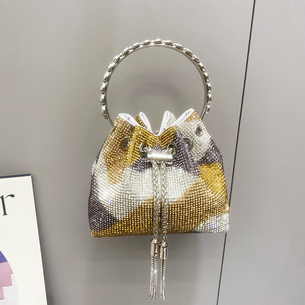 Bolso de mujer con diamantes de imitación y asa de diamante, bandolera pequeña con diamantes de imitación. 