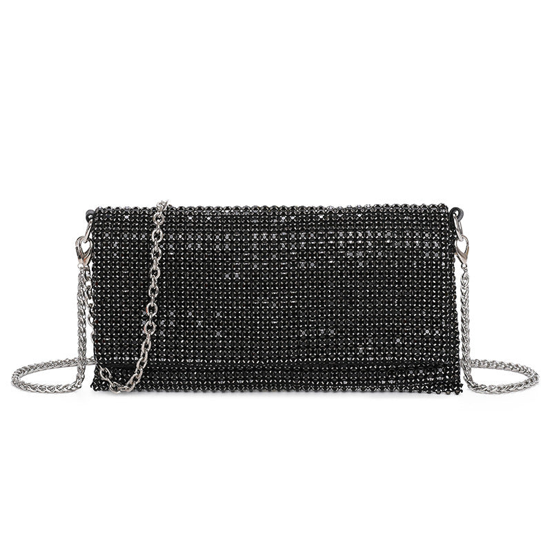 女士夏季鏈條水鑽餐包百搭手工縫製斜挎包時尚
