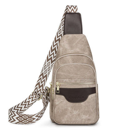 柔軟皮革胸包 復古女士包 斜背包