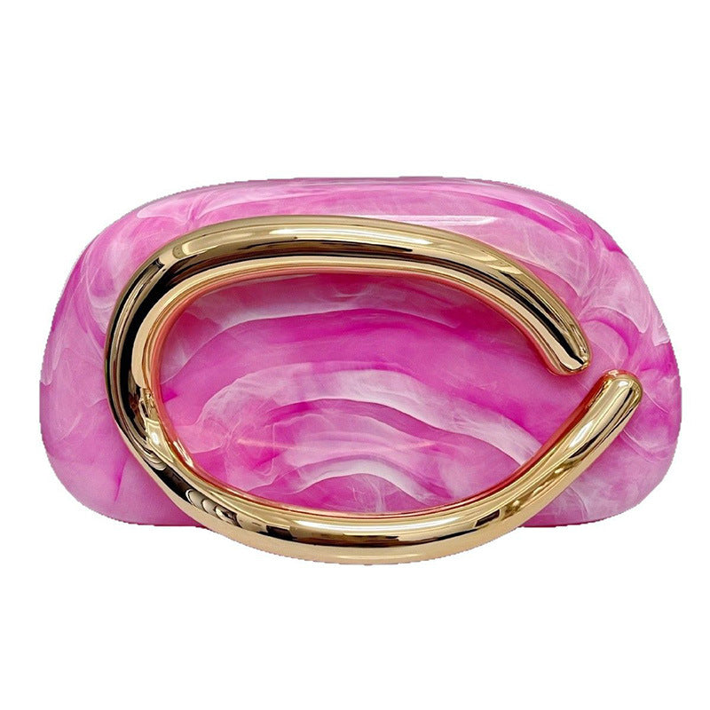 金屬條裝飾設計盒式雞尾酒手拿包奢華高檔晚餐包禮服袋