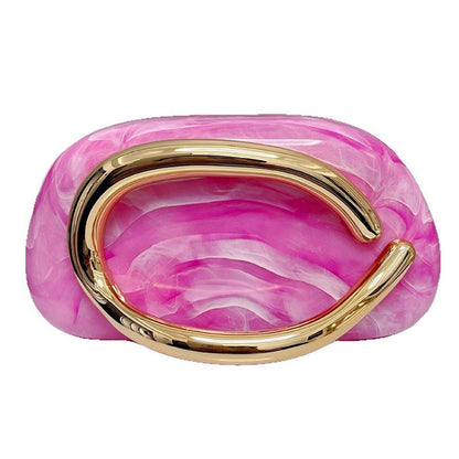 金屬條裝飾設計盒式雞尾酒手拿包奢華高檔晚餐包禮服袋