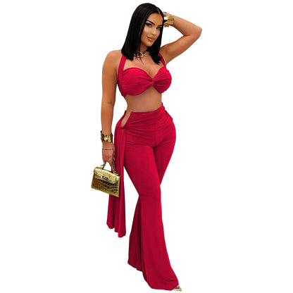 Women Wear Sexy Summer Tube Top Bandage Trousers Set