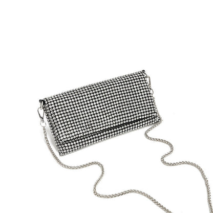 Bolso bandolera de invierno con cadena y diamantes incrustados para mujer 