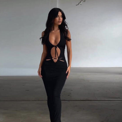 Vestido ajustado con escote en V y mangas cortas para mujer, ropa de verano y otoño