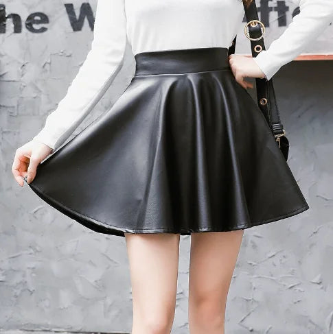 Women's Faux Leather A-Line Midi Skirt
