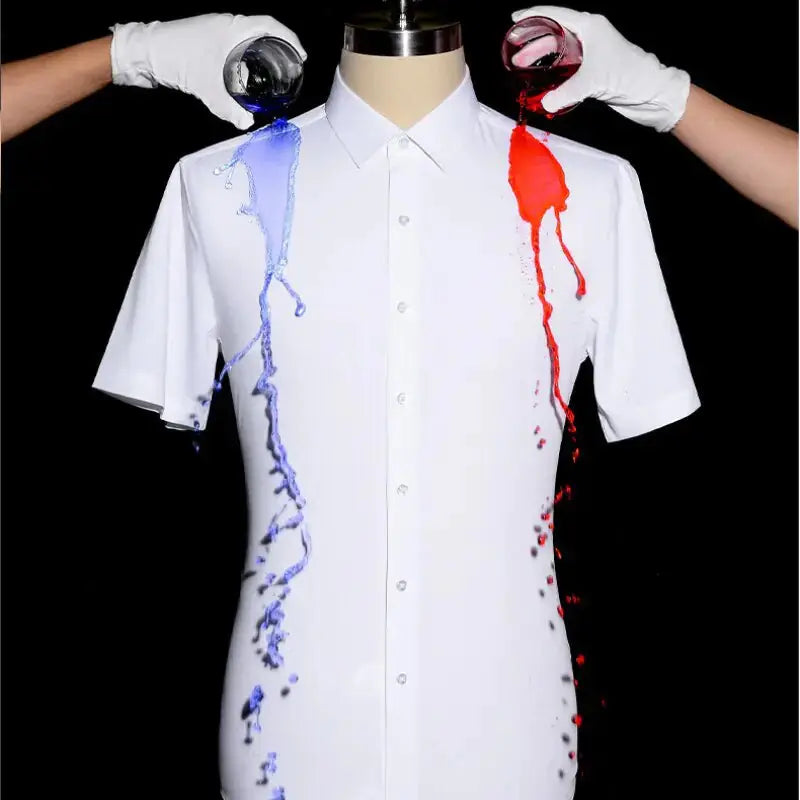 防油污防水疏水男士短袖商務白襯衫