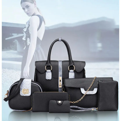 Trendy European Style Snake Print Shoulder Bag Set