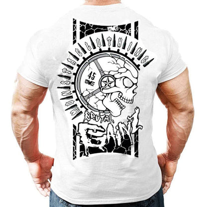 Printed Running T Shirt Men Cotton Sport Gym Shirt Men Fitness Top Workout Clothing Sportswear Jogging Training Sports Tshirt