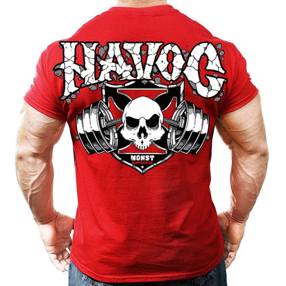 Printed Running T Shirt Men Cotton Sport Gym Shirt Men Fitness Top Workout Clothing Sportswear Jogging Training Sports Tshirt