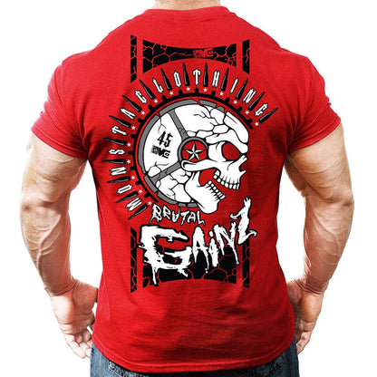 Printed Running T Shirt Men Cotton Sport Gym Shirt Men Fitness Top Workout Clothing Sportswear Jogging Training Sports Tshirt