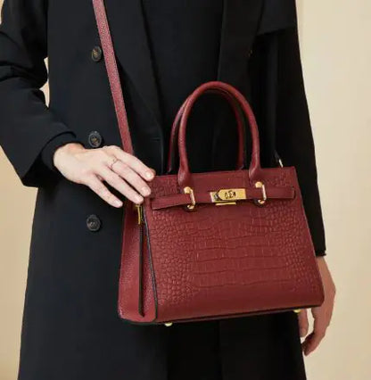 Elegante bolso de mano de piel auténtica de gran capacidad, estilo retro, para mujer.