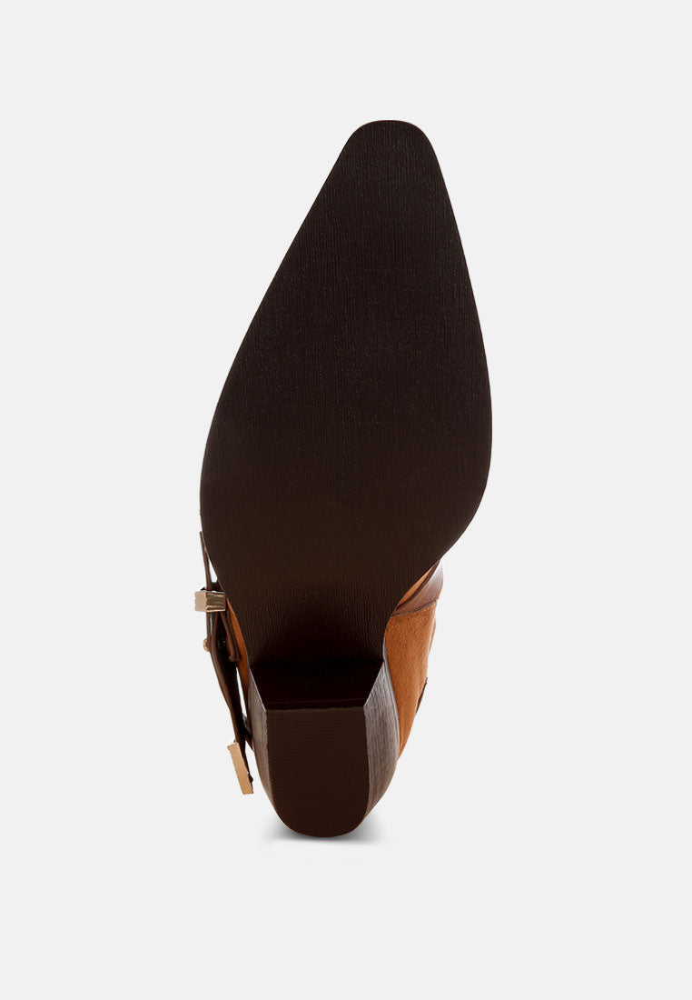 Raveta Microfiber Buckle Strap Western Boots