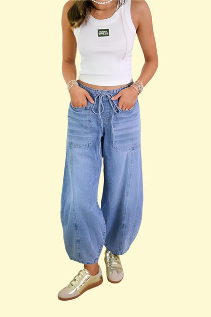 WestCloset Playful Cinch Pocketed Denim Pants