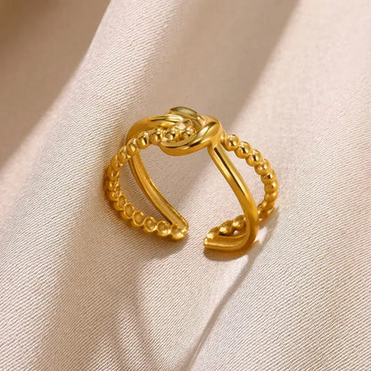 Anillos abiertos de acero inoxidable con forma de flor para mujer, joyería de moda para bodas, corazón, color dorado, anillo hueco geométrico, accesorios diarios, regalo