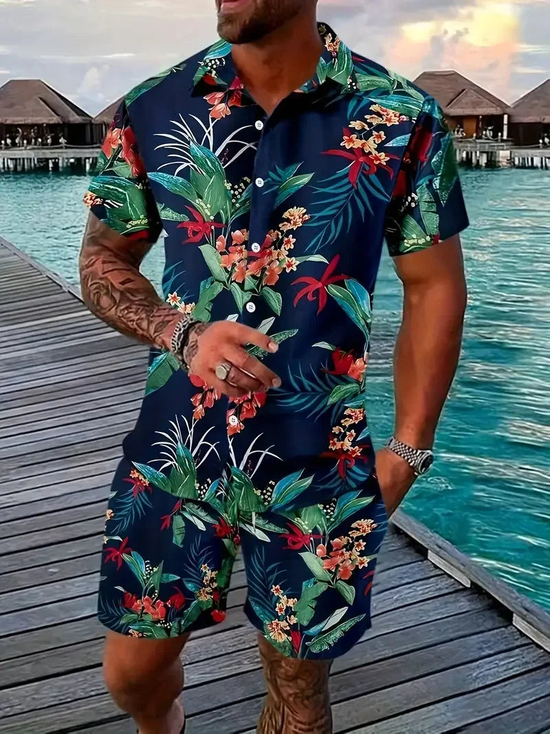 Conjunto de playa de dos piezas de ropa urbana para hombre