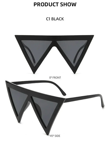 Oversized Triangle Punk Shiled Sunglasses Women Big Frame 2025 Luxury Brand Windproof Eyewear For Ladies UV400 Goggle Shades