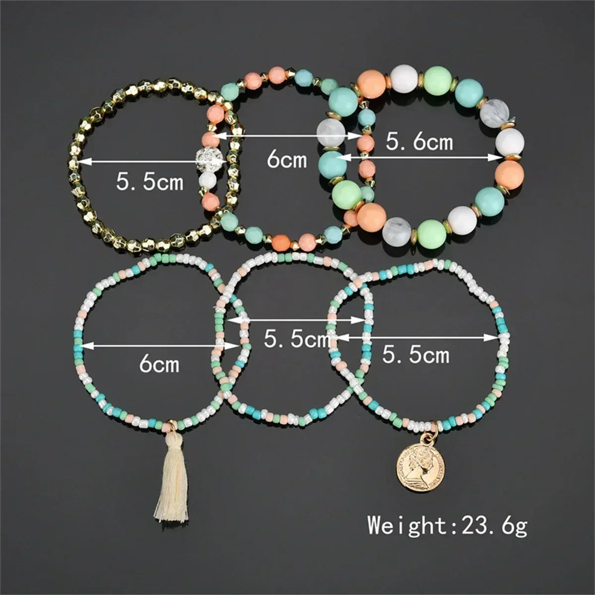 Pulseras de cuentas multicolores con borlas de cristal bohemio para mujer, hechas a mano, con cuerda elástica, joyería para fiestas de playa de verano