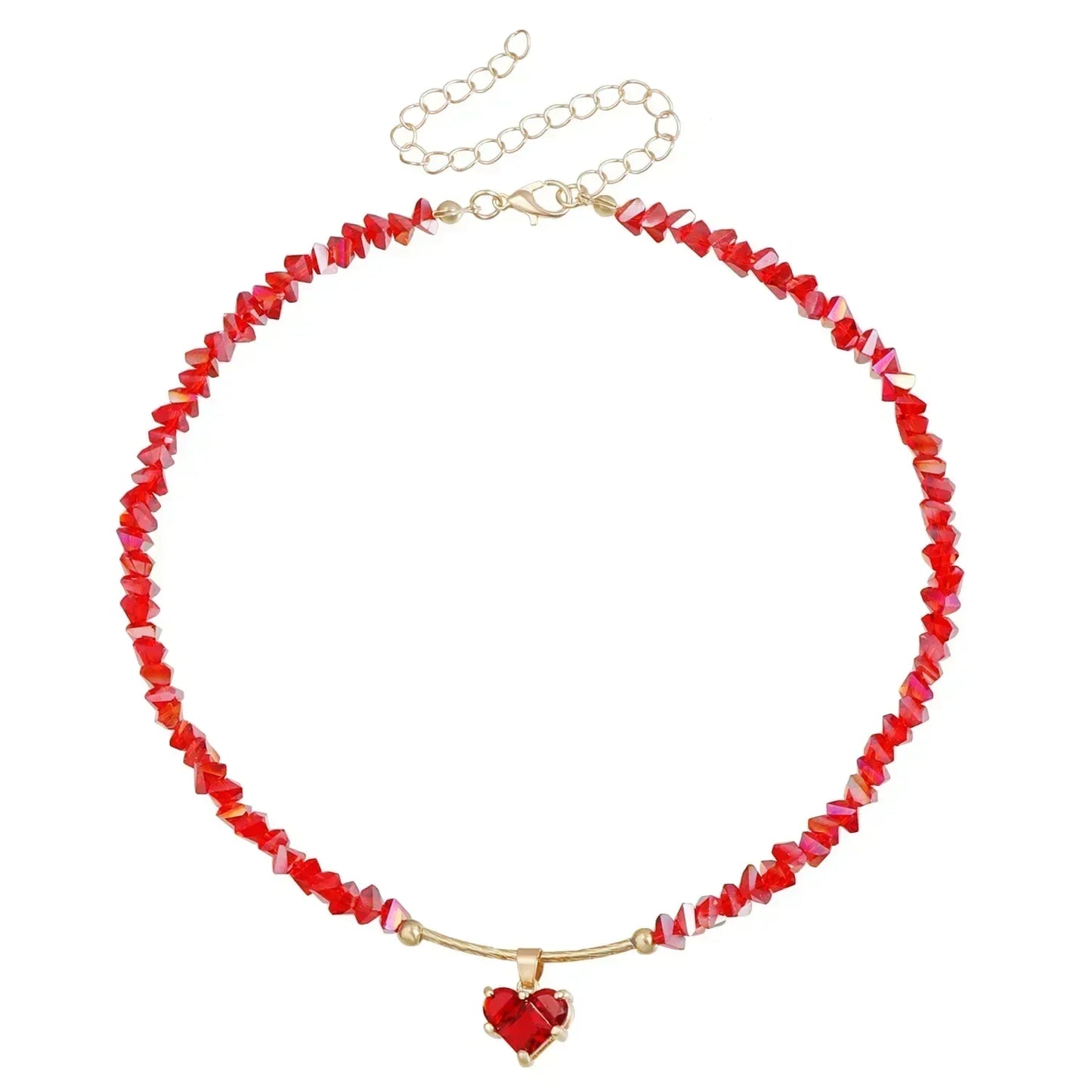 Collar de cuentas de corazón de moda para mujer, estilo bohemio, elegante, con cadena de cristal irregular, gargantilla Y2K, exquisito regalo de fiesta, accesorios de joyería