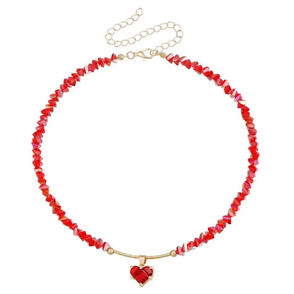 Collar de cuentas de corazón de moda para mujer, estilo bohemio, elegante, con cadena de cristal irregular, gargantilla Y2K, exquisito regalo de fiesta, accesorios de joyería