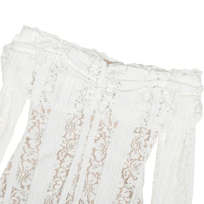 Oligai 女士蕾絲修身迷你連身裙，露肩性感長袖夜店派對連身裙，優雅秋季連身裙