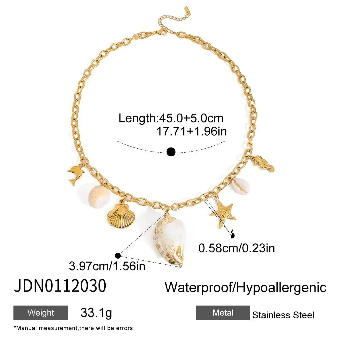 Collar Zora con colgante de caracola, estilo veraniego, colorido, para mujer, de acero inoxidable chapado en oro de 18 quilates, con múltiples dijes, joyería de moda