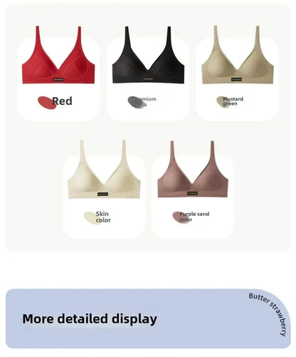 MOYISU Lencería de verano para mujer, sujetador pequeño sin aros, sin costuras, con barra de gelatina, soporte suave, espalda plegada