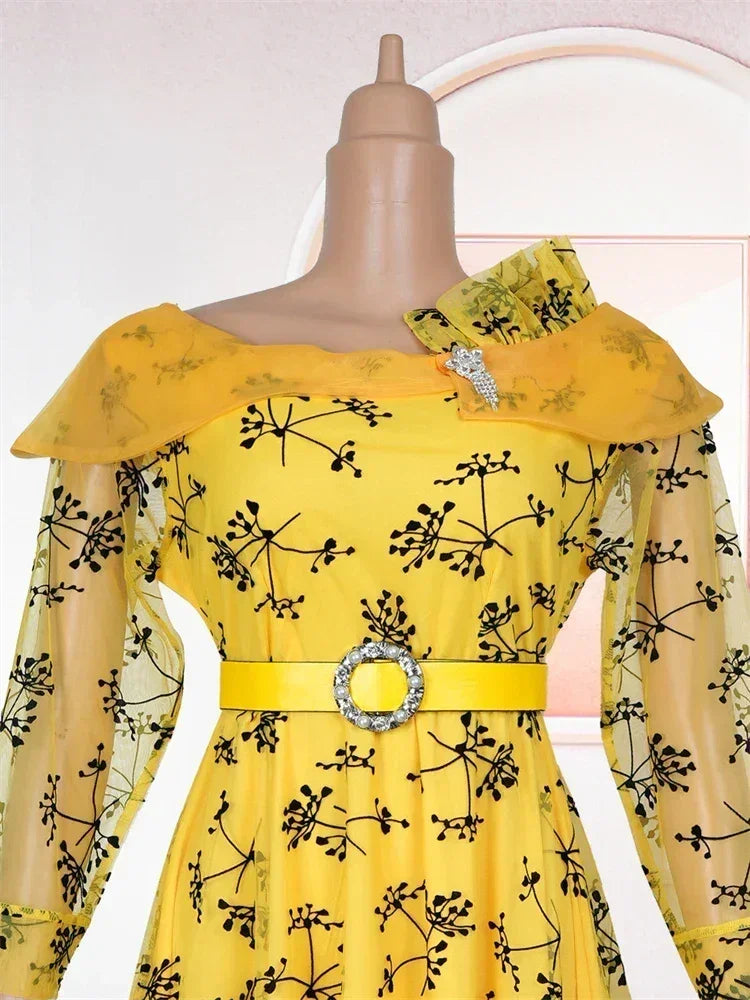 婚禮派對女士連身裙 Dashiki 印花