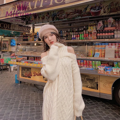 針織高領毛衣洋裝