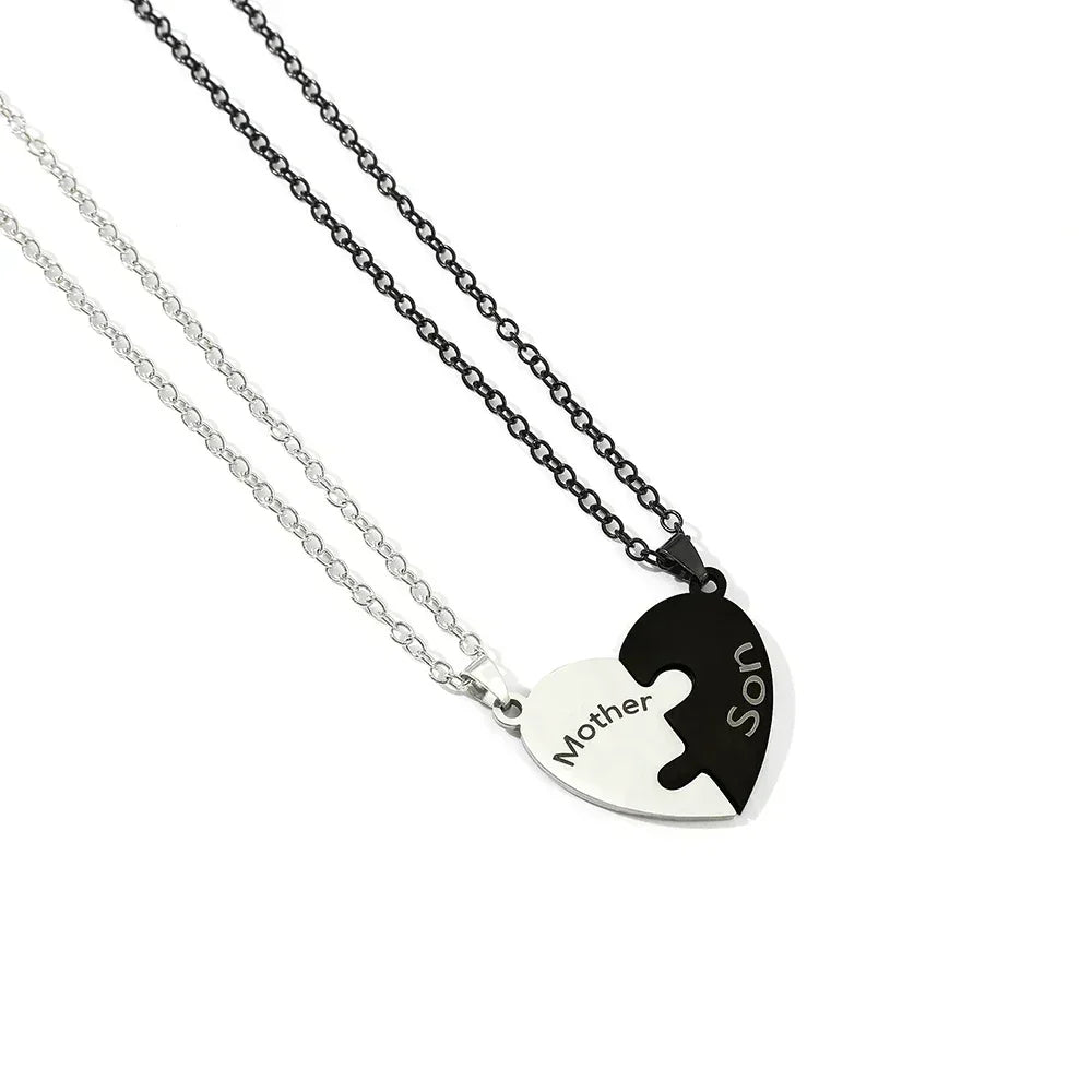 Collar con colgante de rompecabezas de corazón de amor para padre, madre, hijo e hija, joyería de acero inoxidable para mujer, regalo para el Día de la Madre