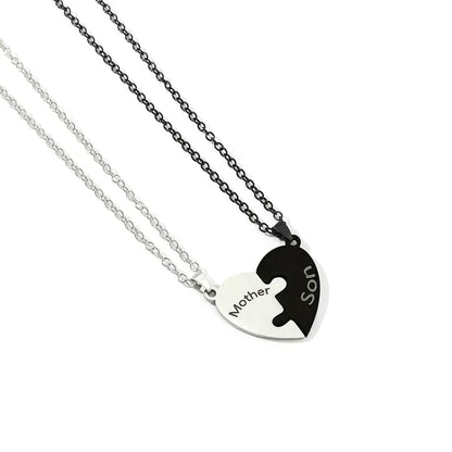 Collar con colgante de rompecabezas de corazón de amor para padre, madre, hijo e hija, joyería de acero inoxidable para mujer, regalo para el Día de la Madre