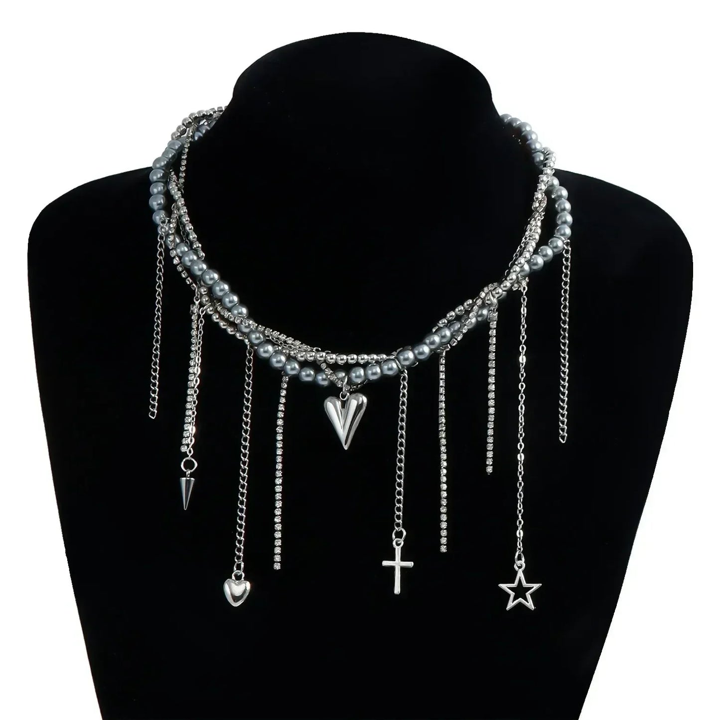 Collar de cuentas de corazón de moda para mujer, estilo bohemio, elegante, con cadena de cristal irregular, gargantilla Y2K, exquisito regalo de fiesta, accesorios de joyería