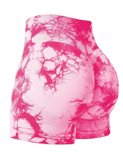 2024 Summer New 16 Color Sexy Tie Dye Shorts Woman Fitness Seamless Butt Lifting Shorts One Pieces Activewear Running Outdoors