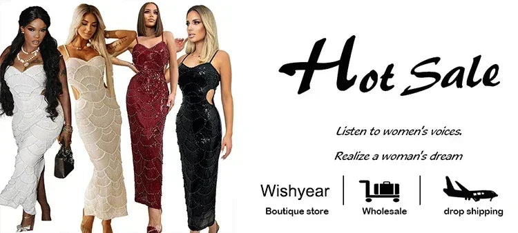 全新亮片鏤空吊帶露背美人魚洋裝