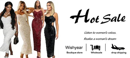 全新亮片鏤空吊帶露背美人魚洋裝