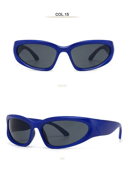 獨特的Y2K設計師奢華太陽眼鏡，女士長方形大框太陽眼鏡，男士戶外防紫外線經典2000S黑色款