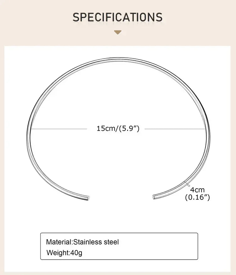 Gargantilla de cuello abierto para mujer, collar ajustable, joyería sencilla de acero inoxidable.