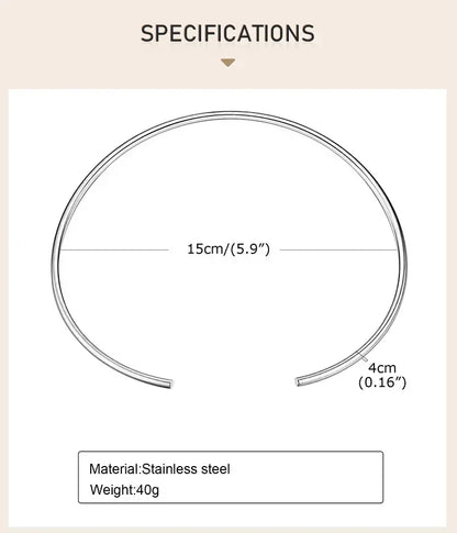 Gargantilla de cuello abierto para mujer, collar ajustable, joyería sencilla de acero inoxidable.