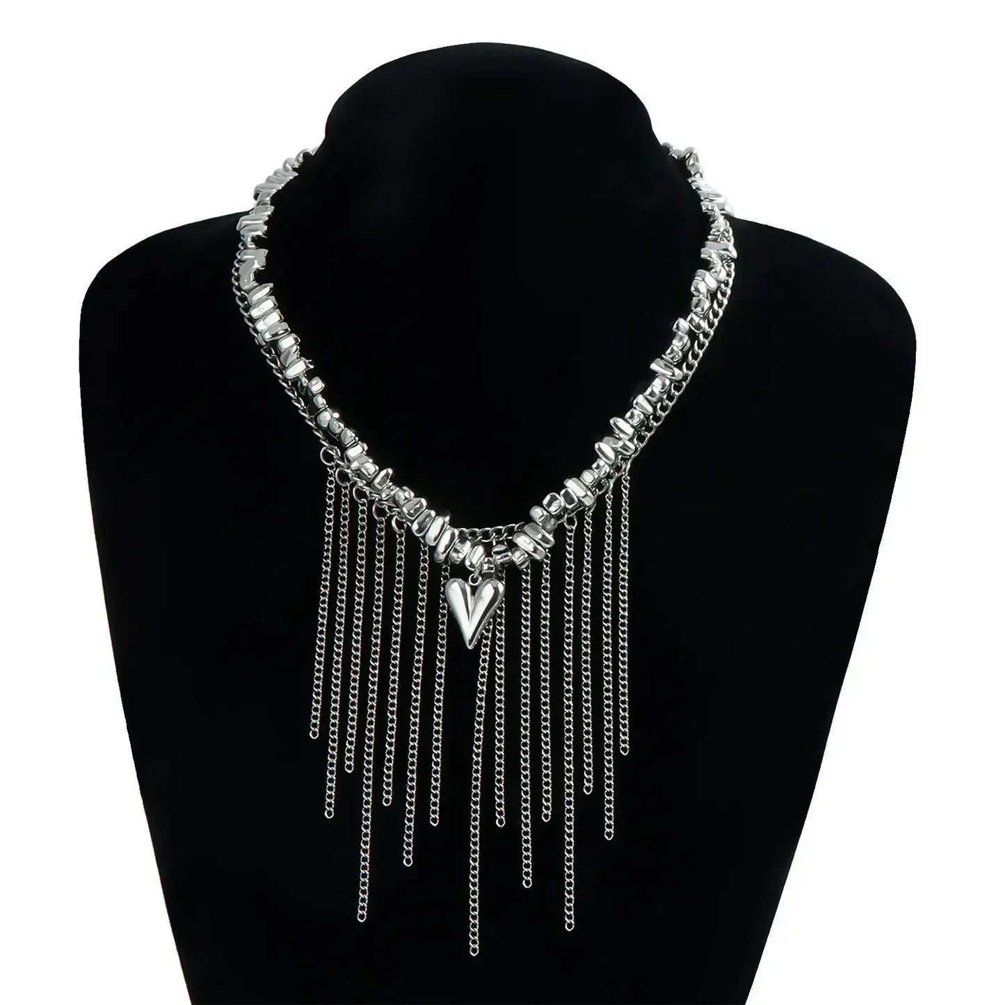 Collar de cuentas de corazón de moda para mujer, estilo bohemio, elegante, con cadena de cristal irregular, gargantilla Y2K, exquisito regalo de fiesta, accesorios de joyería