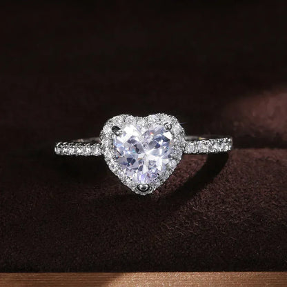Anillo de corazón de melocotón europeo y americano para mujer, personalizado, con forma de corazón, circón con incrustaciones de diamantes, joyería de moda al por mayor, 2025