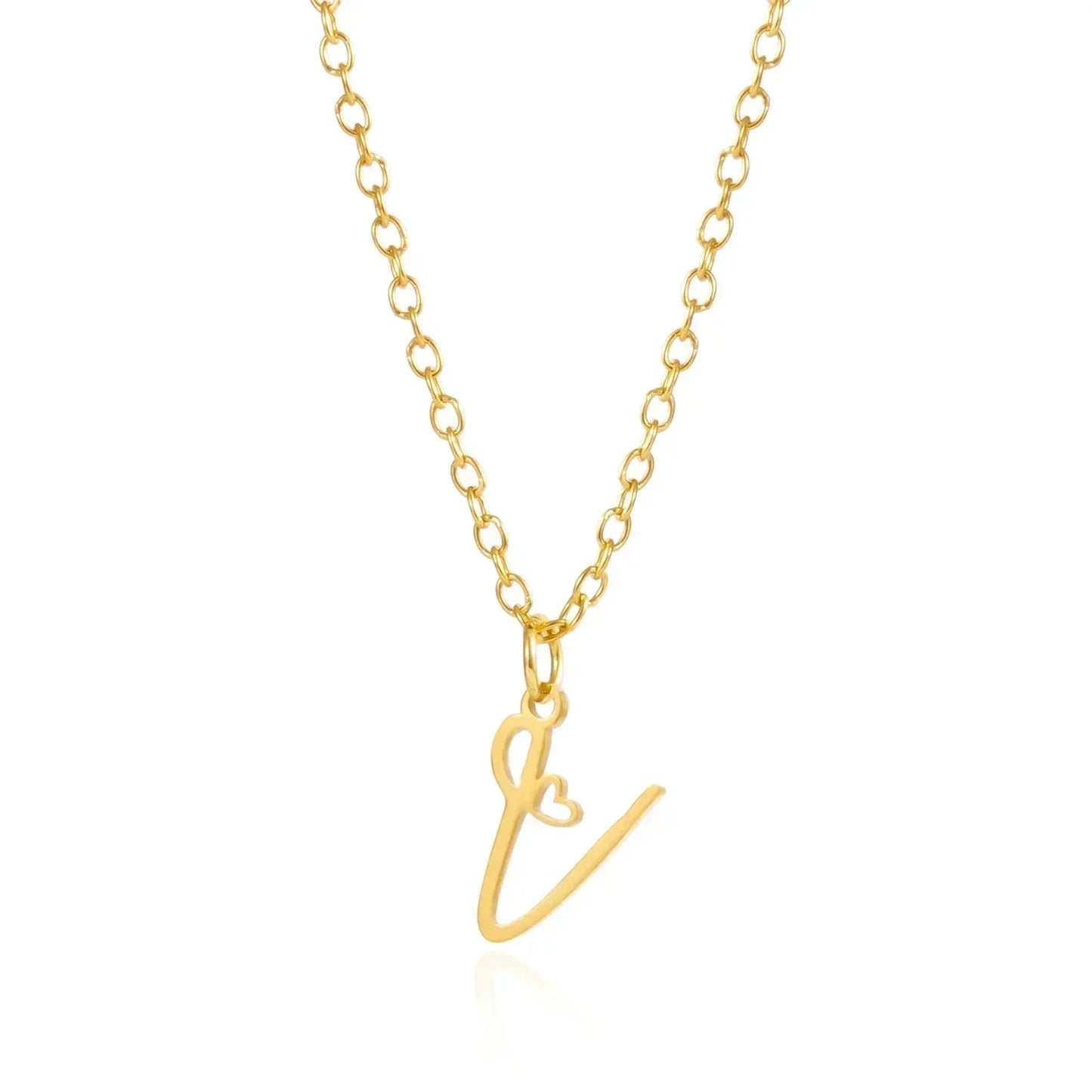 Collar de acero inoxidable con colgante de corazón y 26 letras iniciales para mujer, color dorado, con alfabeto de la A a la Z, regalo de cumpleaños
